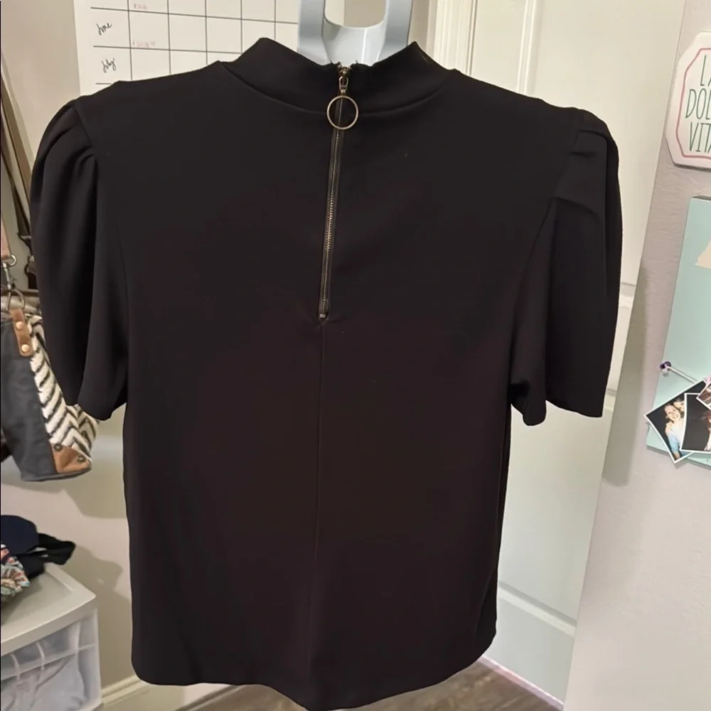 Free People Black Puff Sleeve Blouse
